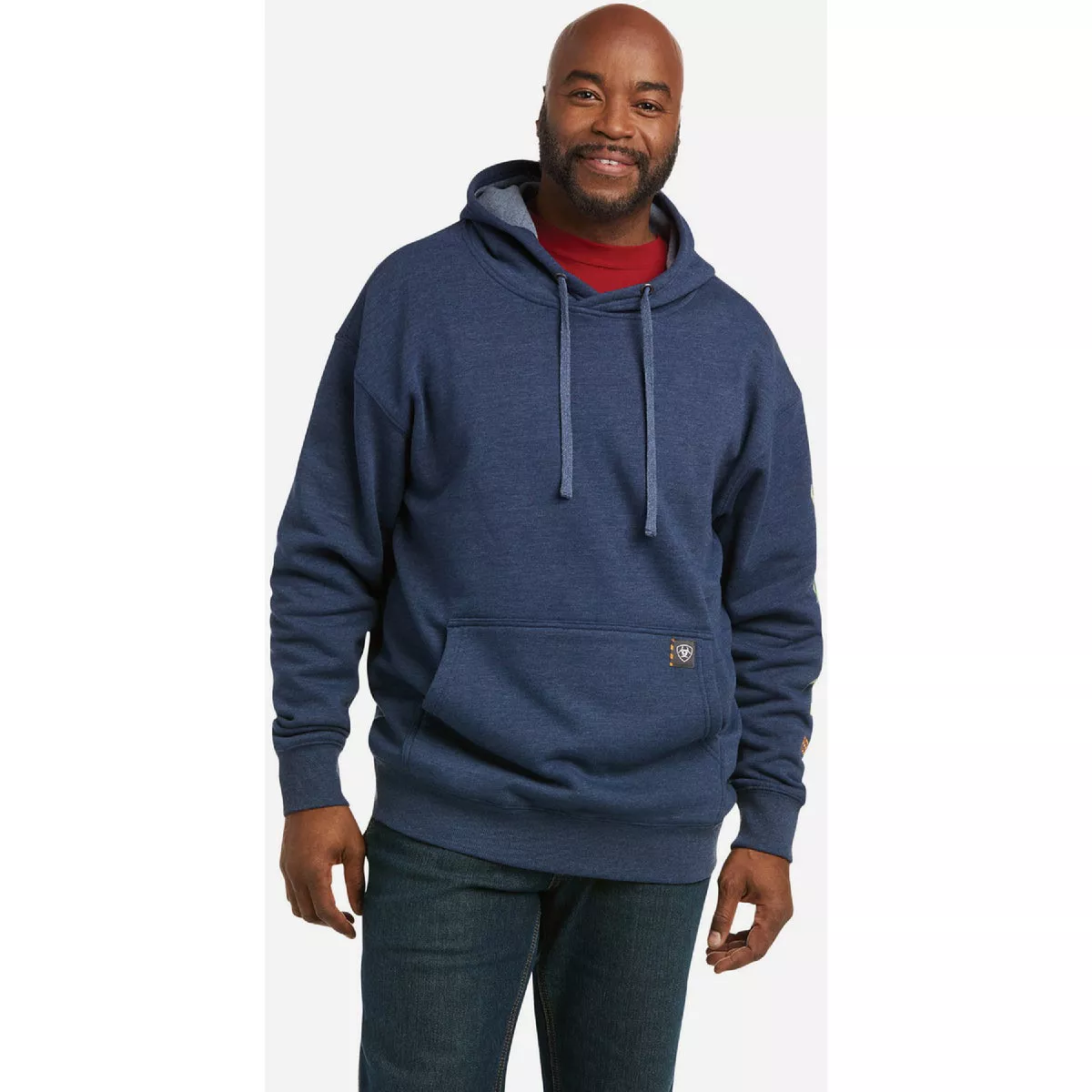 Ariat Men's Small Regular Navy Heather/Lime Rebar Graphic Hoodie