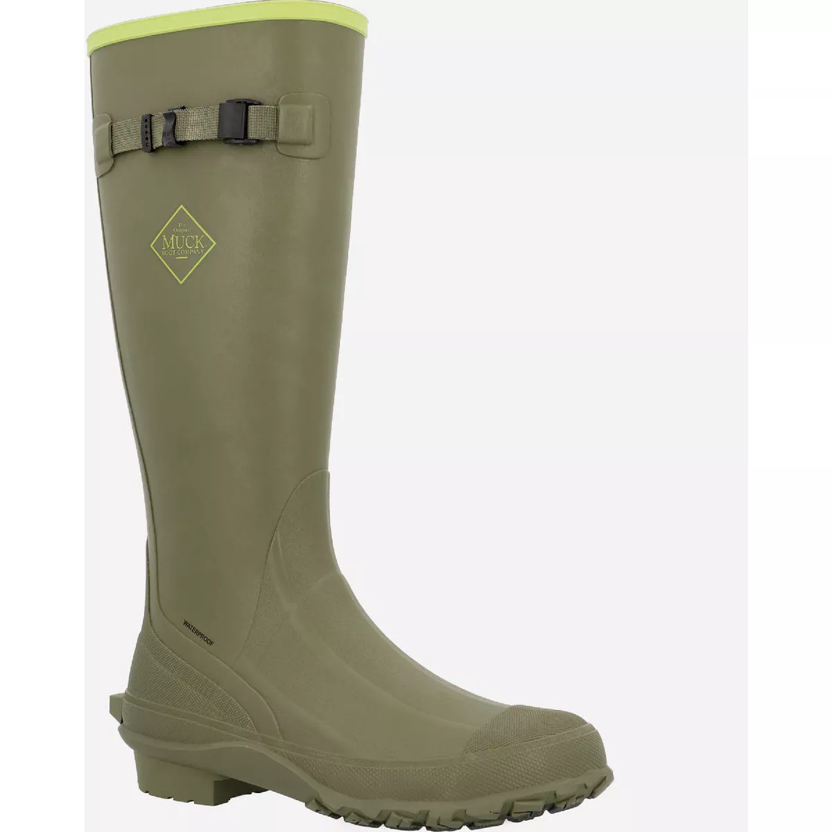 The Muck Boot Company Harvester Men's Olive & Lime Tall Rubber Boot, Size 12