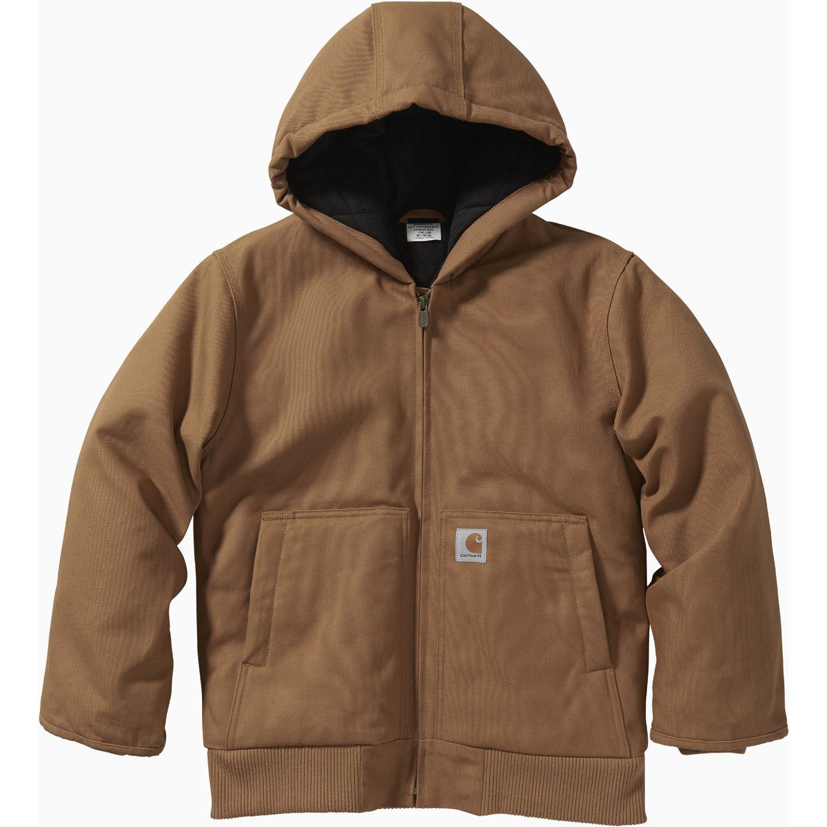 Carhartt Boys' XXS (4/5) Brown Zip-Front Flannel Quilt Lined