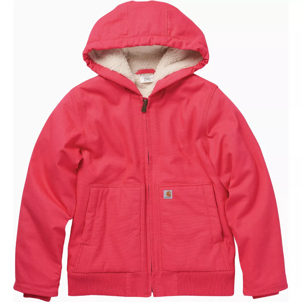 Carhartt Girls' M (10/12) Raspberry Zip-Front Hooded Active Jac