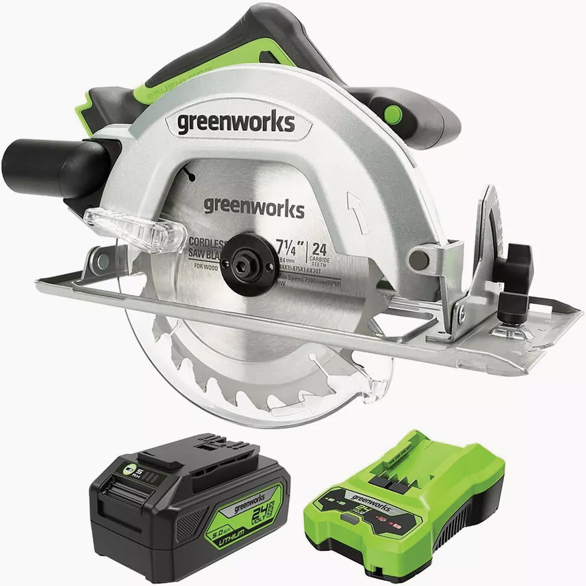 Greenworks 7-1/4 In. 24V Circular Saw Kit with 4.0Ah Battery & Charger