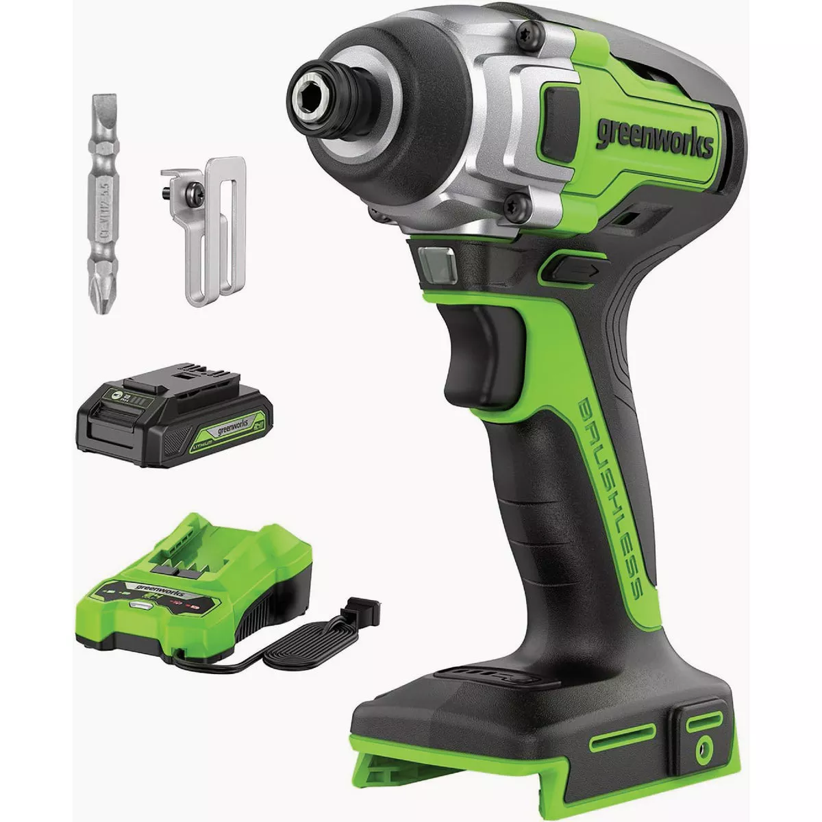 Greenworks 24V Impact Driver Kit with 2Ah battery, Charger