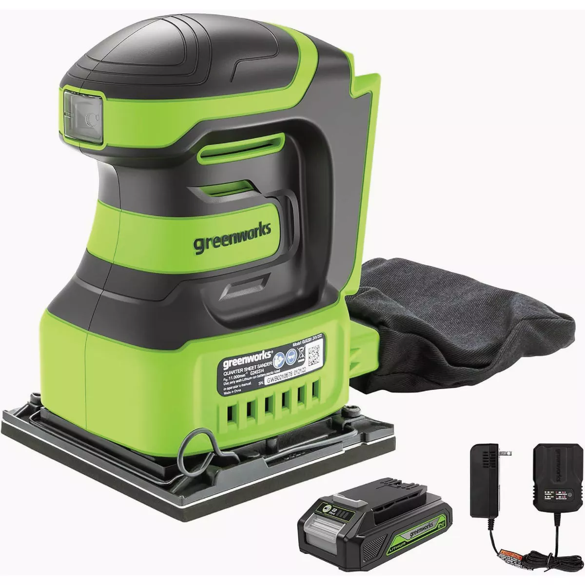 Greenworks Corner Sander Kit, 24V, with 2.0Ah Battery, Charger