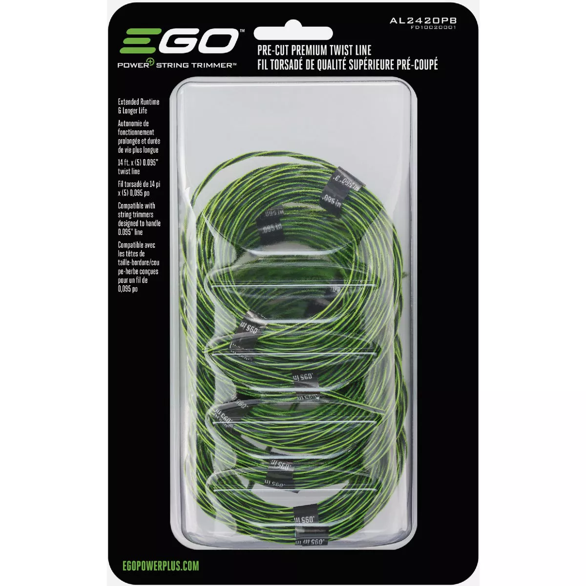 EGO 0.095 In. x 14 Ft. Pre-Cut Premium Twist String Trimmer Line (5-Pack) - photo 2