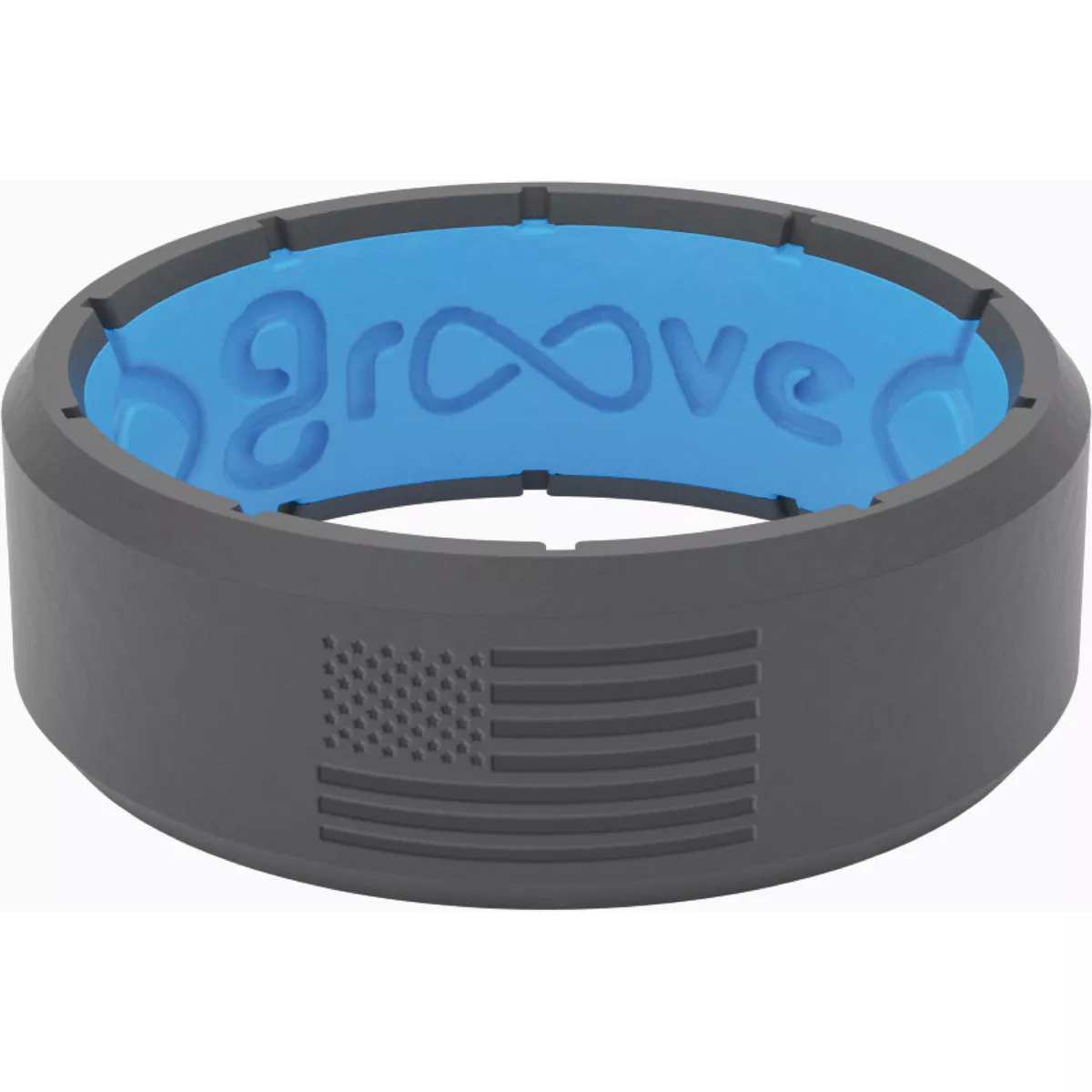 Groove Life Size 10 Deep Stone Silicone American Flag Ring