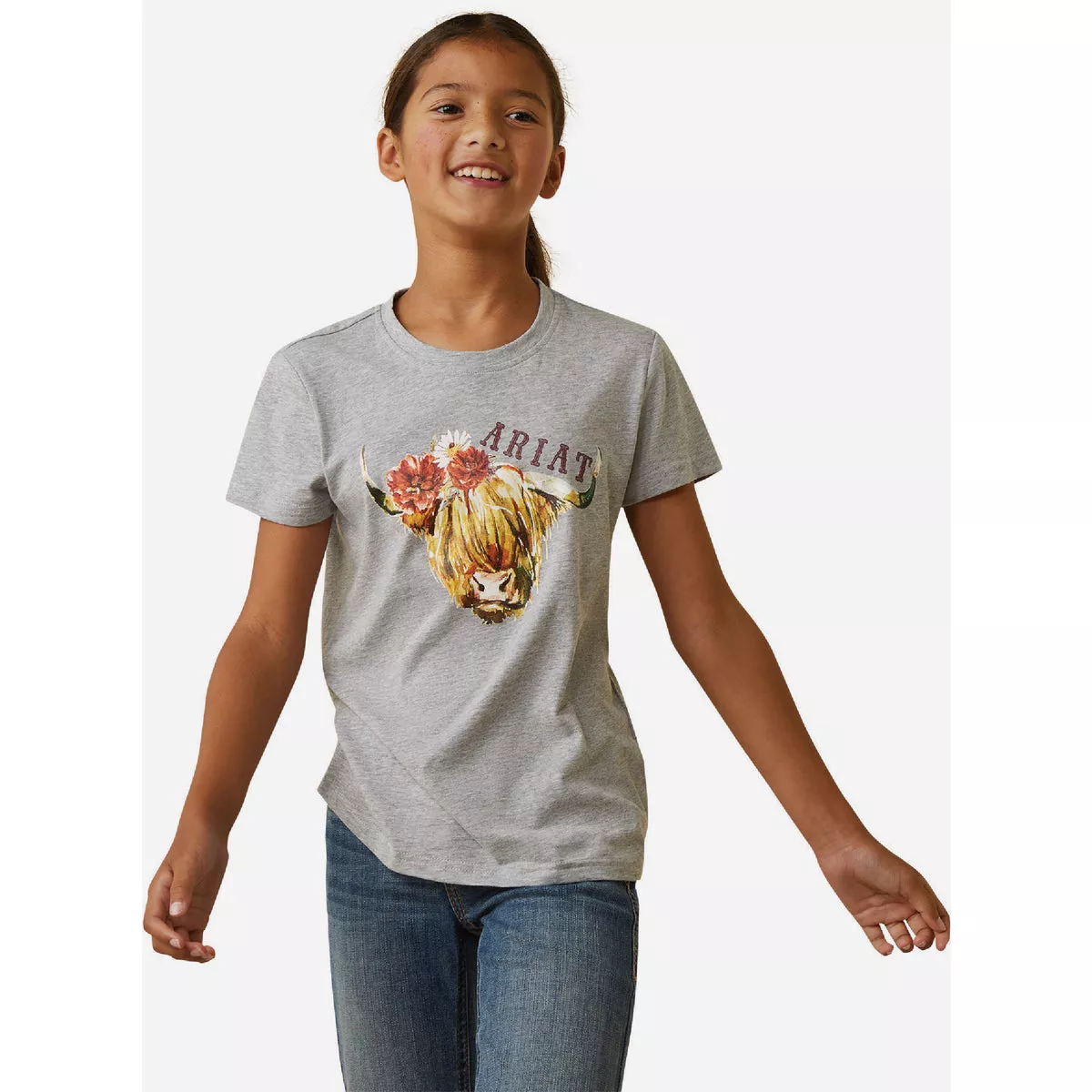 Ariat Kid's XL Heather Grey Highlander Rose T-Shirt
