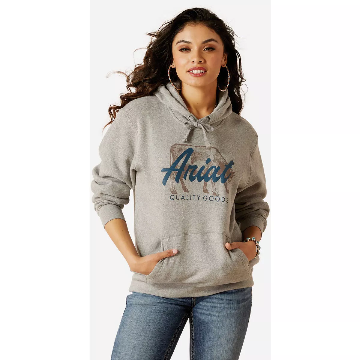 Ariat Women's 2X Regular Heather Grey REAL Grazing Hoodie