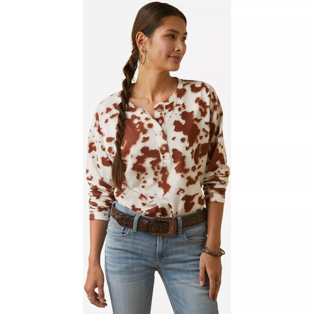 Ariat Women's 2X Regular Paint Relaxed Henley Top