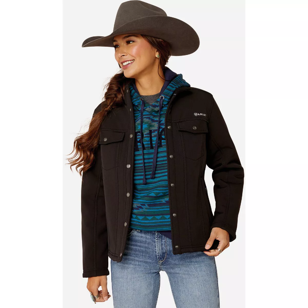 Ariat Women's M Regular Black Berber Back Softshell Jacket