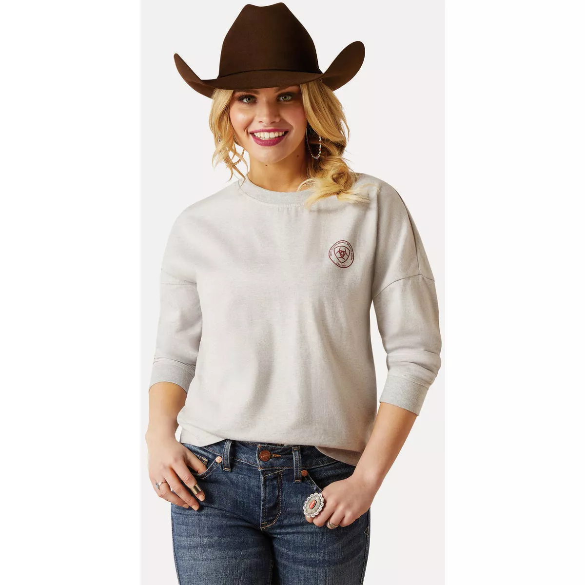 Ariat Women's 2X Plus Heather Grey True West Oversized Tee
