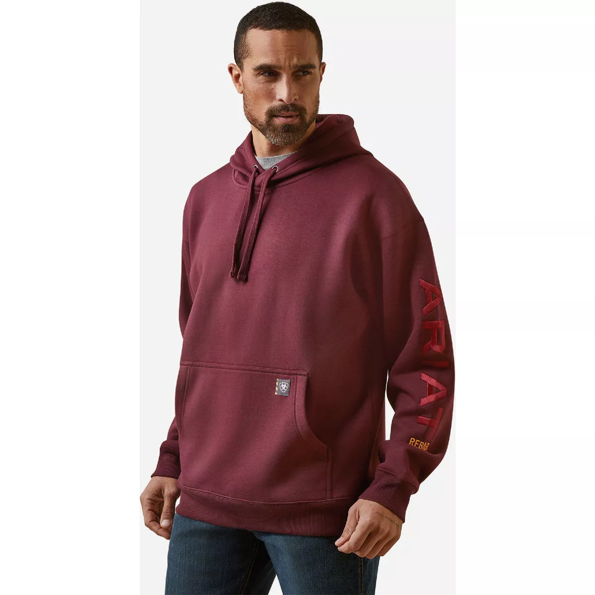 Ariat Men's L Regular Malbec/Grey Rebar Graphic Hoodie-