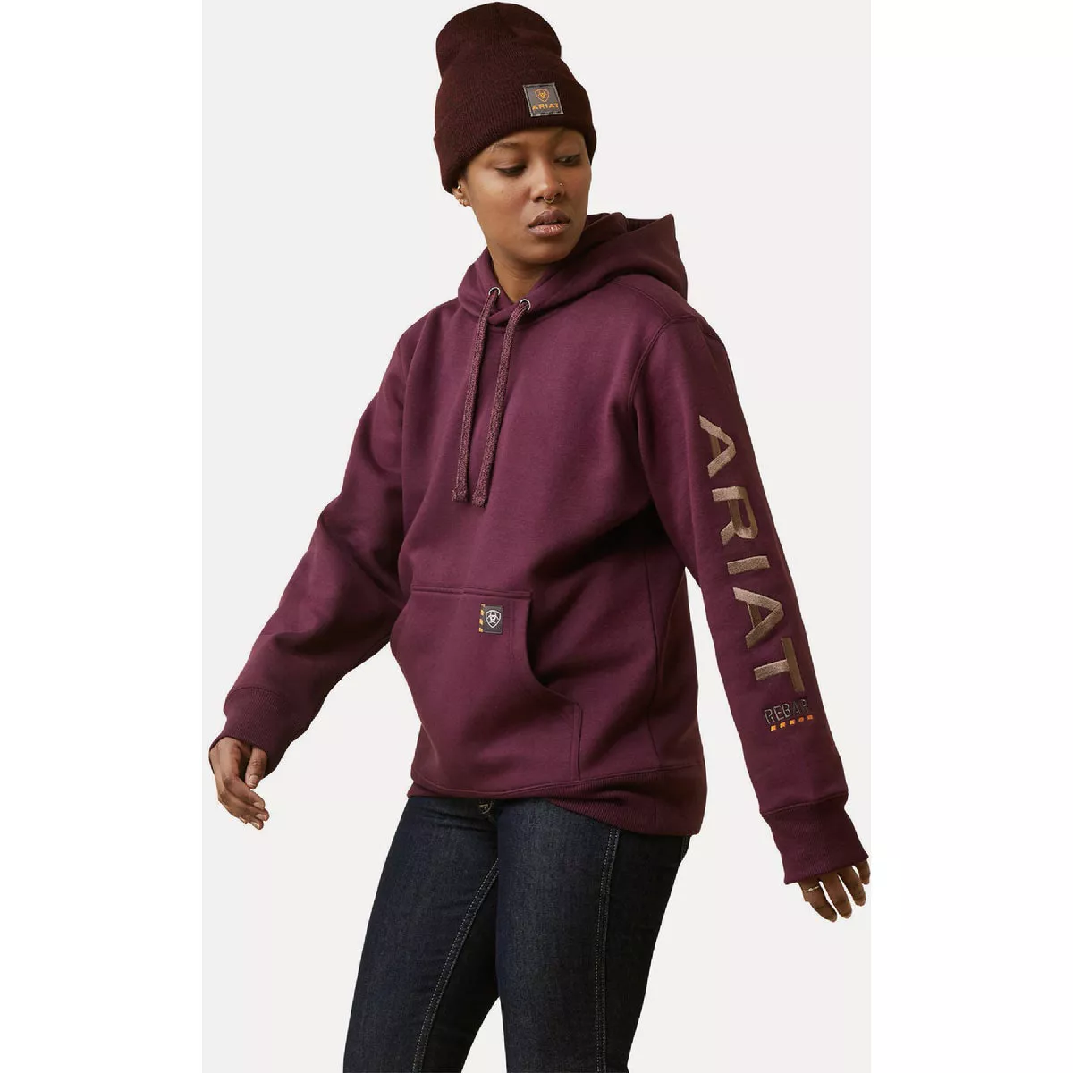 Ariat Women's L Regular Potent Purple/Peppercorn Rebar Graphic Hoodie