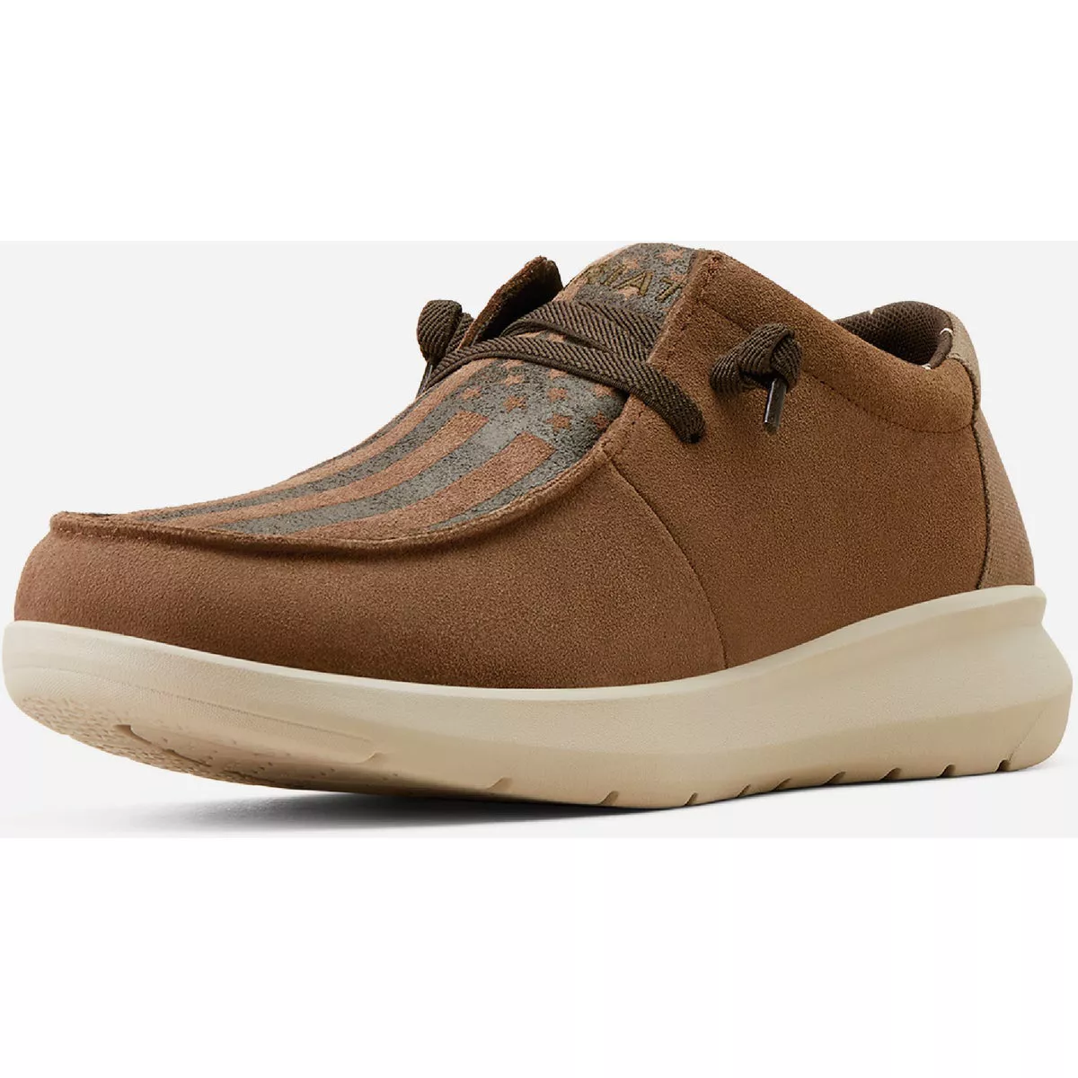Ariat Men's Brown Bomber Suede/American Flag Print Hilo Shoe, Size 10 Wide