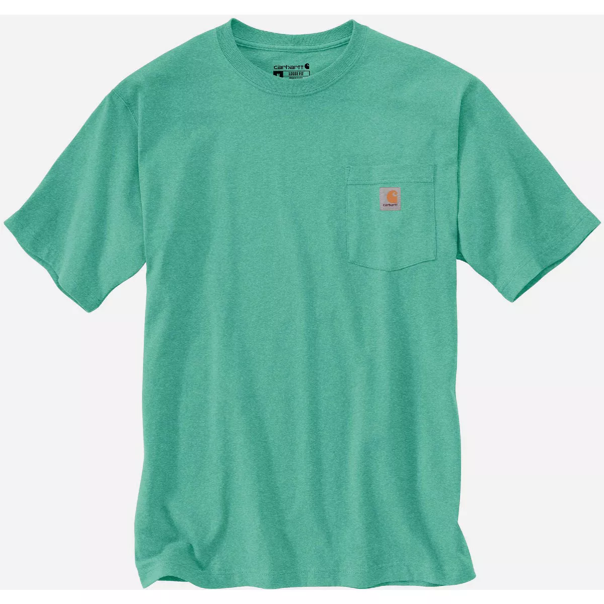 Carhartt Men's XL Regular Sea Green Heather Heavyweight Short Sleeve Pocket T-Shirt, Loose Fit