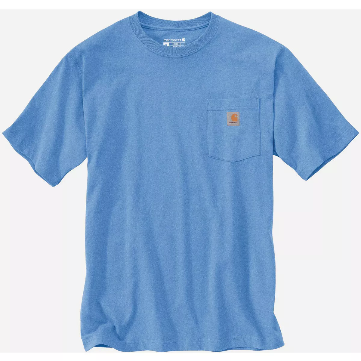 Carhartt Men's XL Regular Blue Lagoon Heather Heavyweight Short Sleeve Pocket T-Shirt, Loose Fit