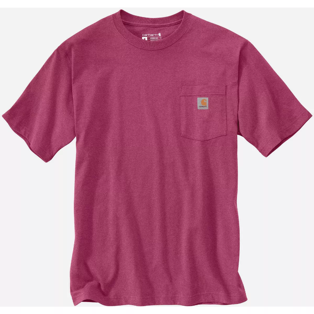 Carhartt Men's XL Tall Beet Red Heather Heavyweight Short Sleeve Pocket T-Shirt, Loose Fit