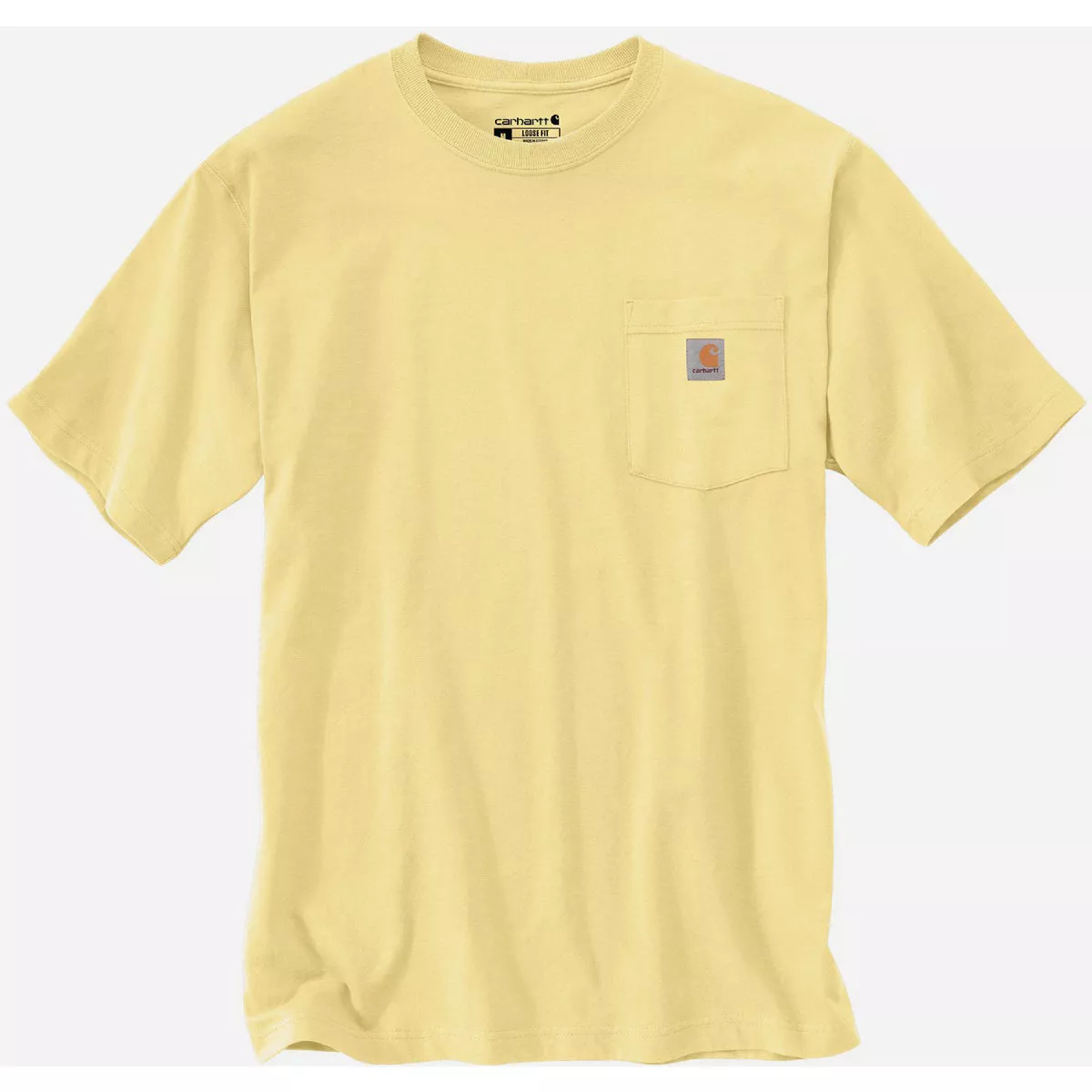 Carhartt Men's 2XL Tall Pale Yellow Heavyweight Short Sleeve Pocket T-Shirt, Loose Fit