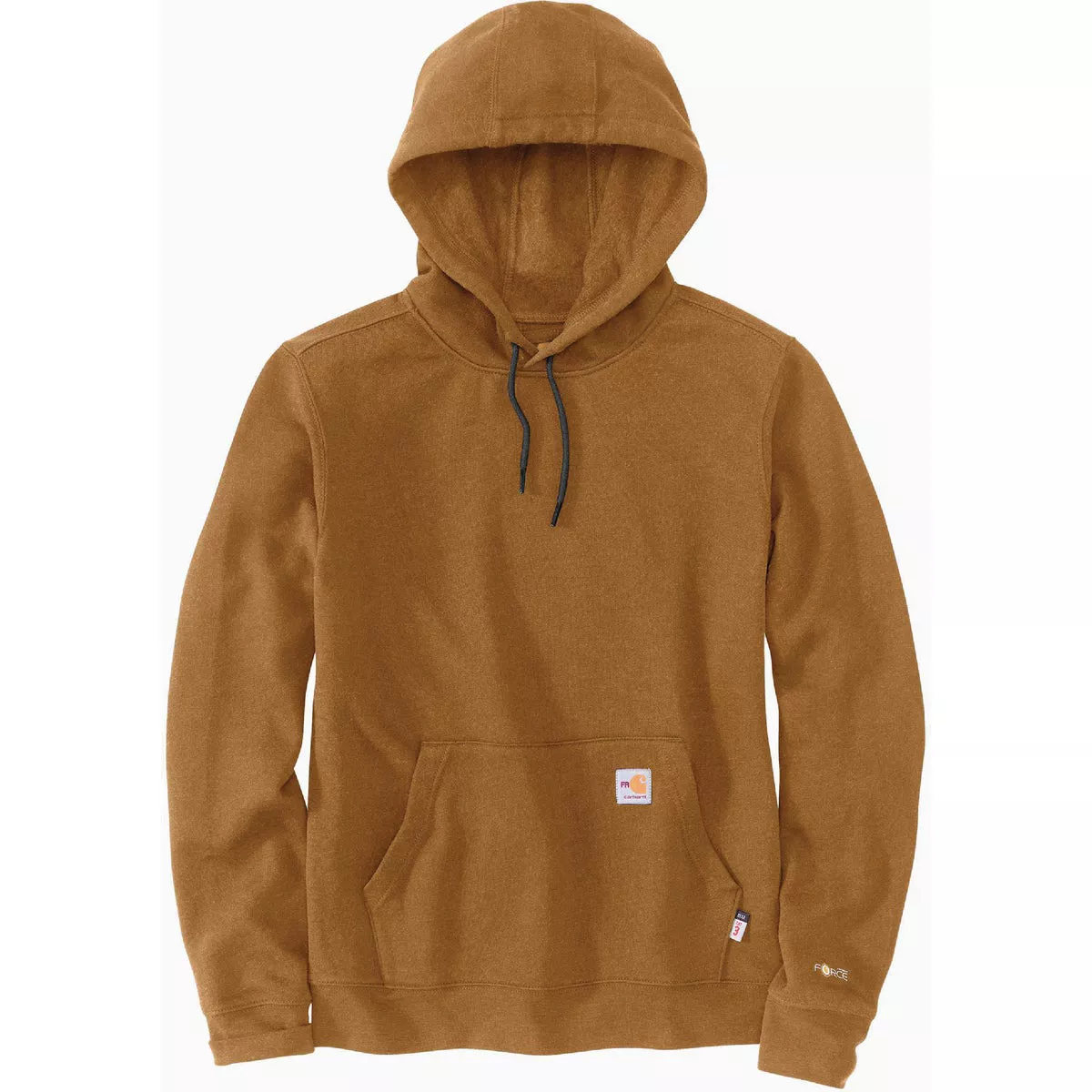 Carhartt Force Men's Small Regular Brown Flame-Resistant Midweight Pullover Hooded Sweatshirt, Loose Fit