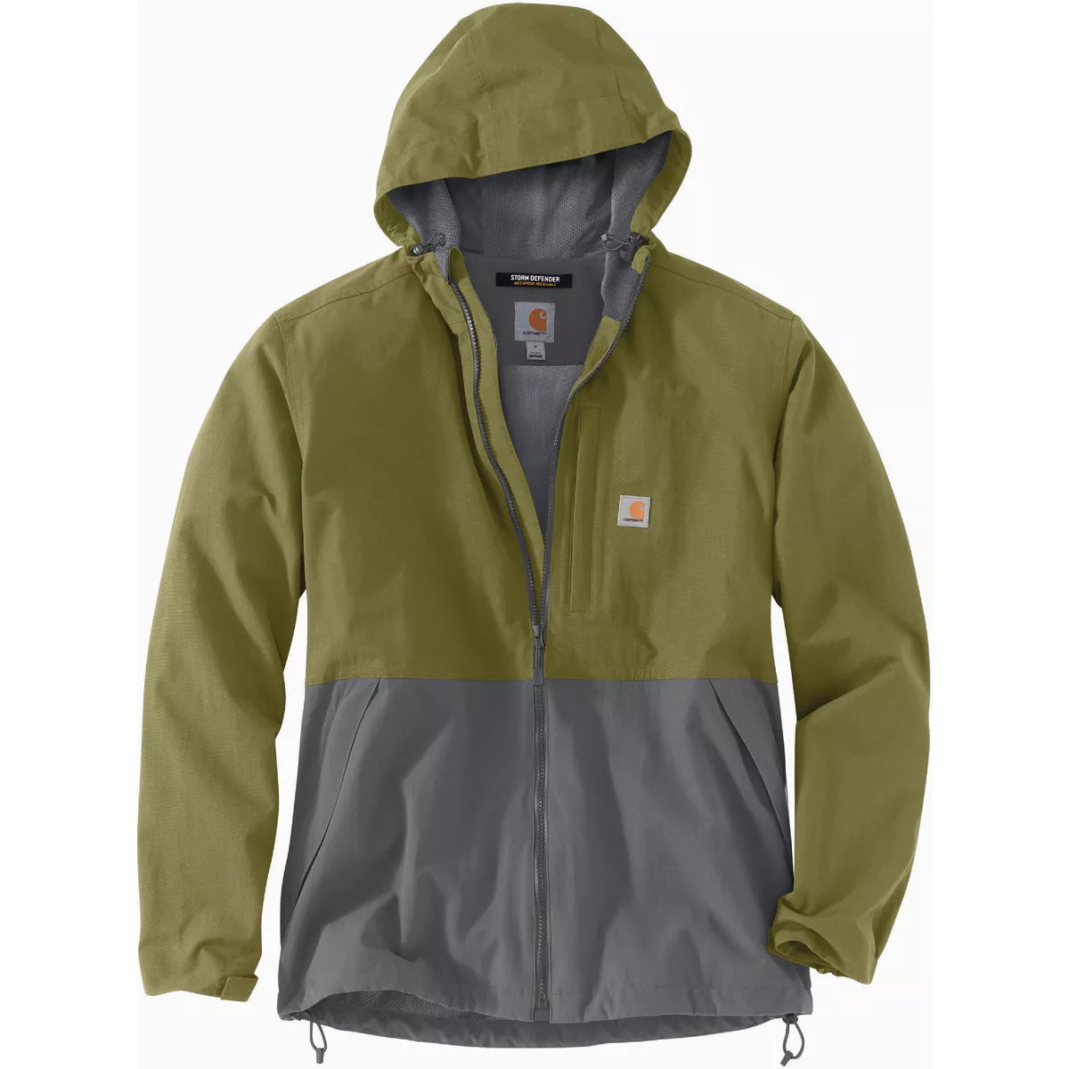 Carhartt Storm Defender Men's XL Regular True Olive/Steel Nylon/Mesh Midweight Utility Jacket, Loose Fit