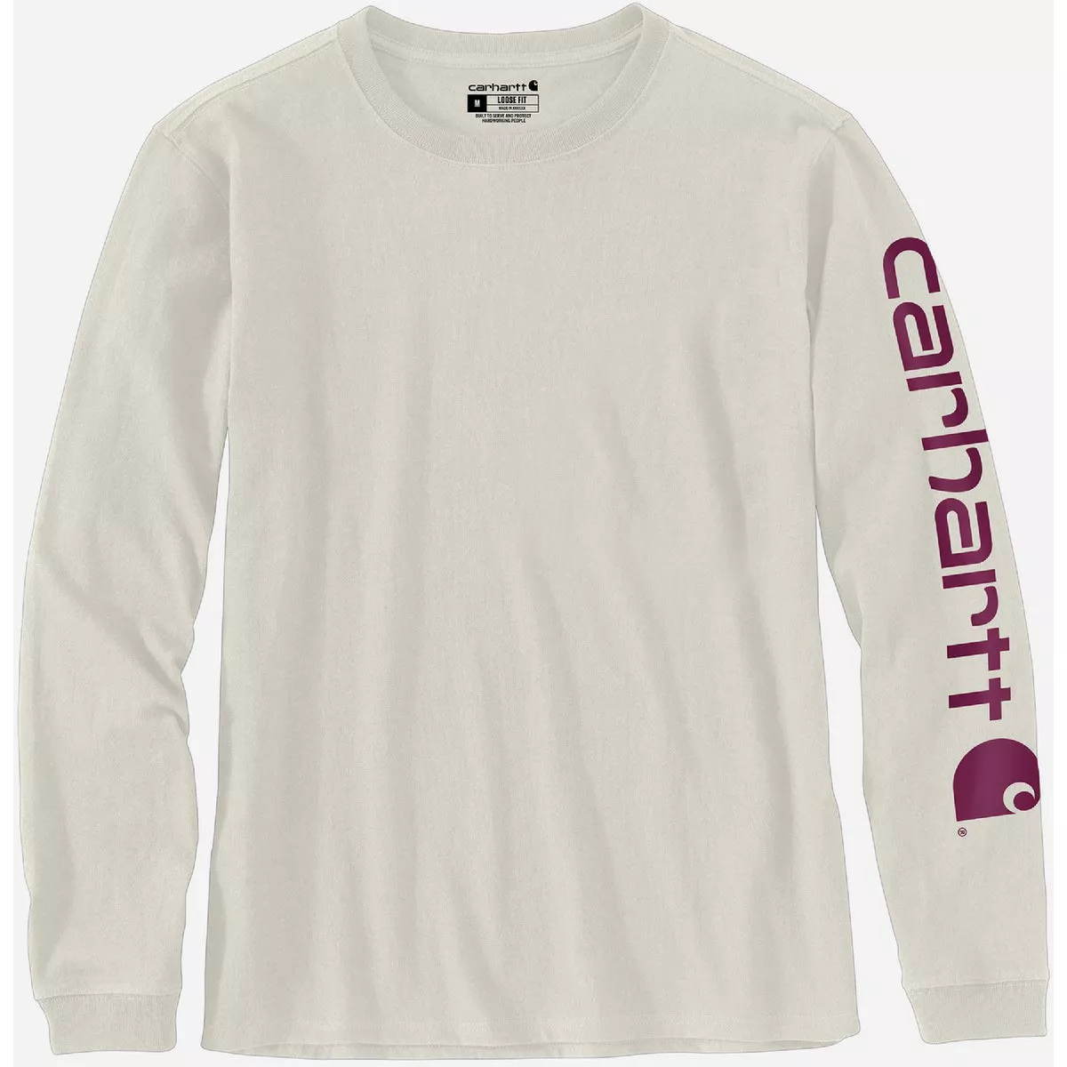 Carhartt Women's Small Regular Malt Heavyweight Long Sleeve Logo Sleeve Graphic T-Shirt, Loose Fit