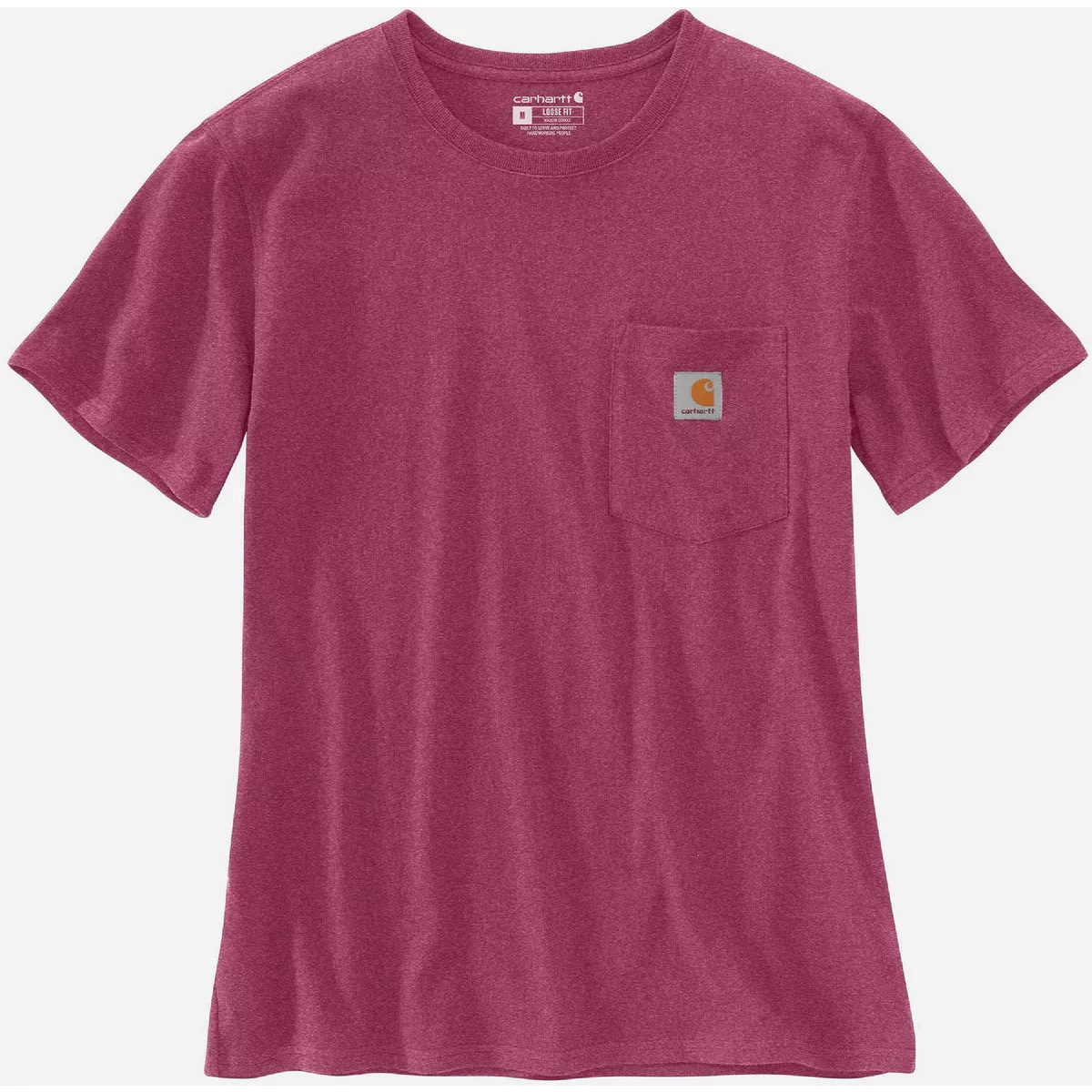 Carhartt Women's 3X Regular Beet Red Heather Heavyweight Short Sleeve Pocket T-Shirt, Loose Fit