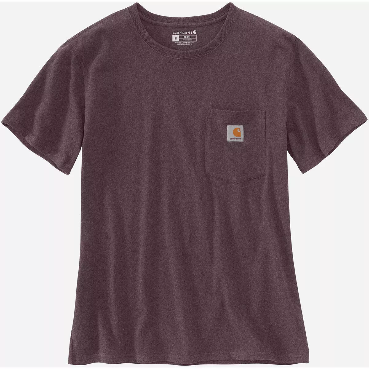Carhartt Women's Large Regular Blackberry Heather Heavyweight Short Sleeve Pocket T-Shirt, Loose Fit