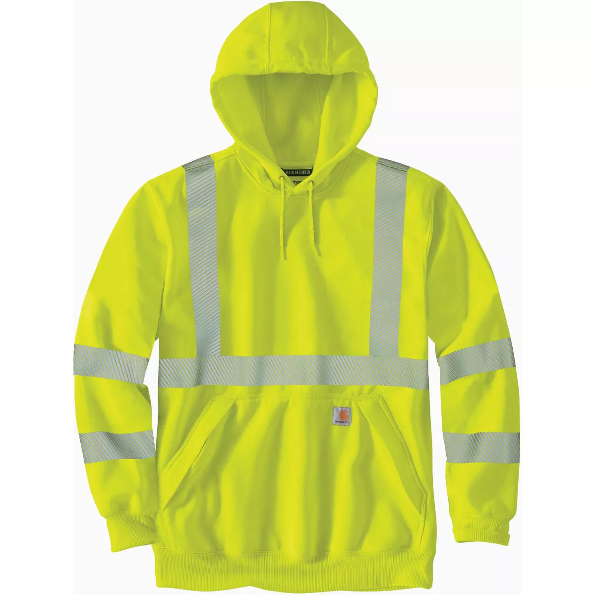 Carhartt Men's Class 3 Large Regular Brite Lime High-Visibility Midweight Hooded Safety Sweatshirt, Loose Fit
