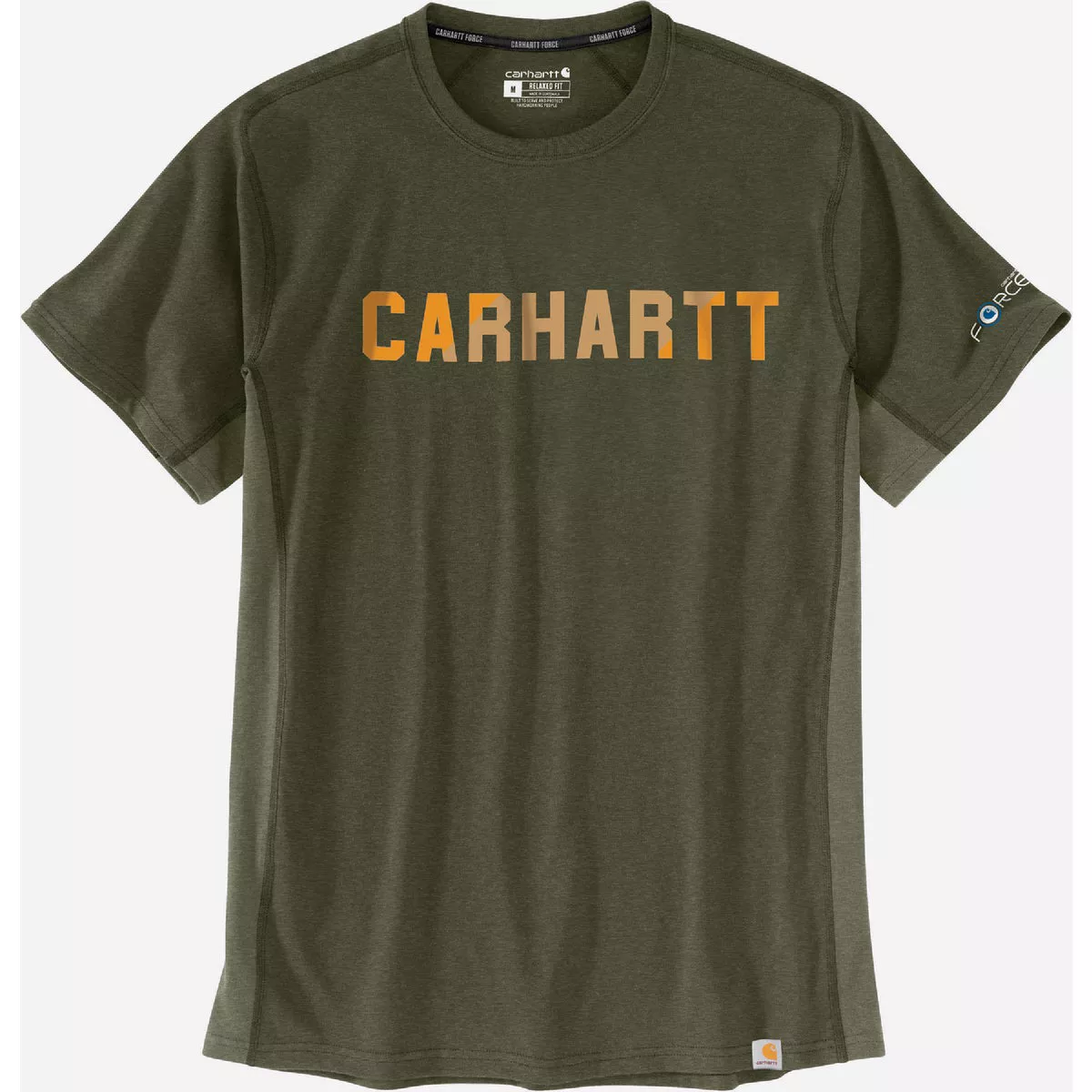 Carhartt Force Men's 3XL Regular Basil Heather Midweight Short Sleeve Block Logo Graphic T-Shirt, Relaxed Fit