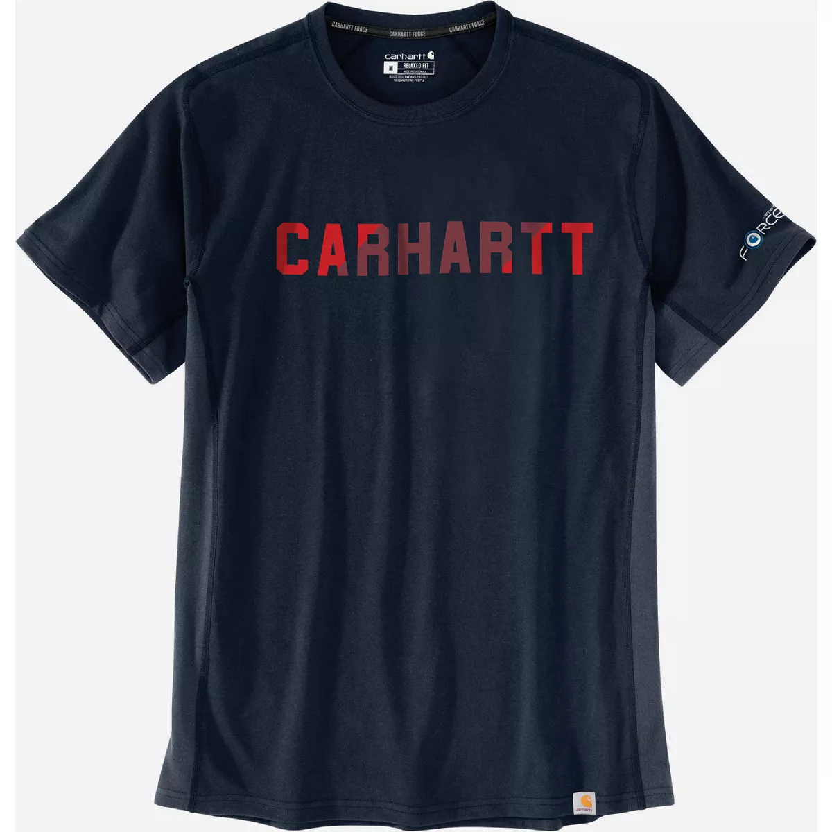 Carhartt Force Men's Large Regular Navy Midweight Short Sleeve Block Logo Graphic T-Shirt, Relaxed Fit