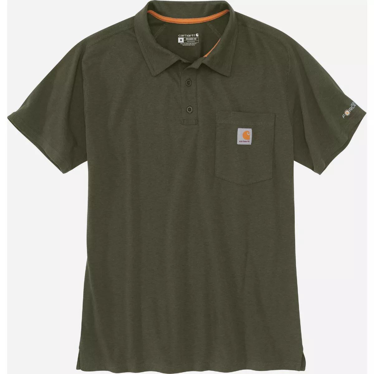 Carhart Force Men's XL Regular Basil Heather Midweight Short Sleeve Pocket Polo, Relaxed Fit