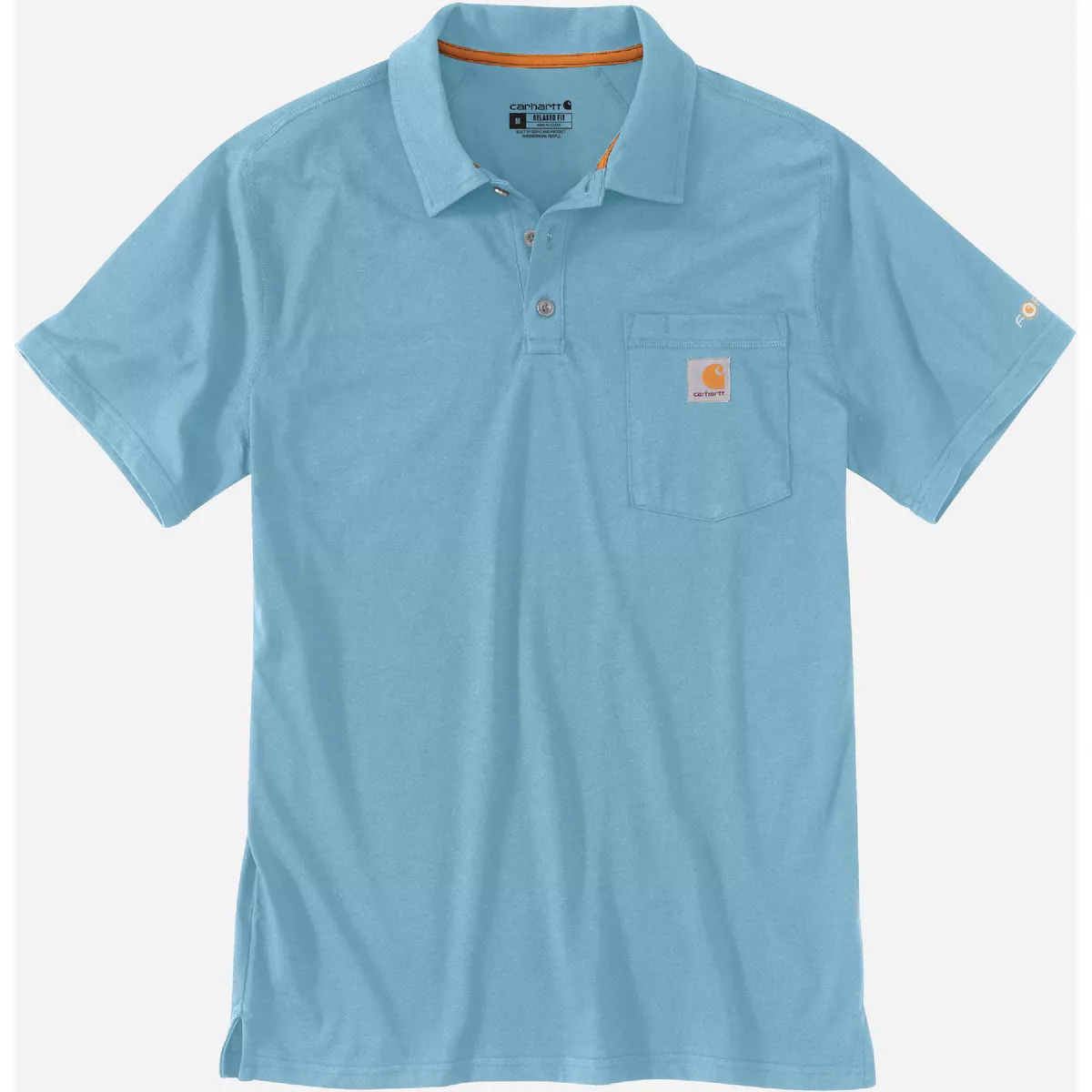 Carhart Force Men's Large Regular Powder Blue Midweight Short Sleeve Pocket Polo, Relaxed Fit