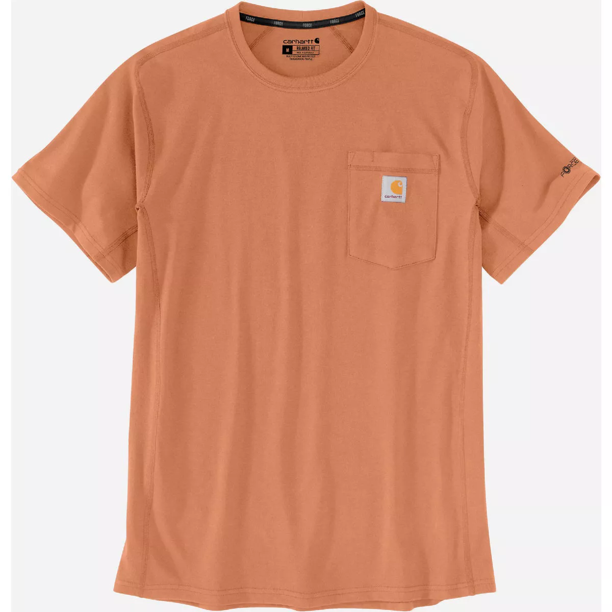 Carhartt Force Men's 2XL Regular Dusty Orange Midweight Short Sleeve Pocket T-Shirt, Relaxed Fit