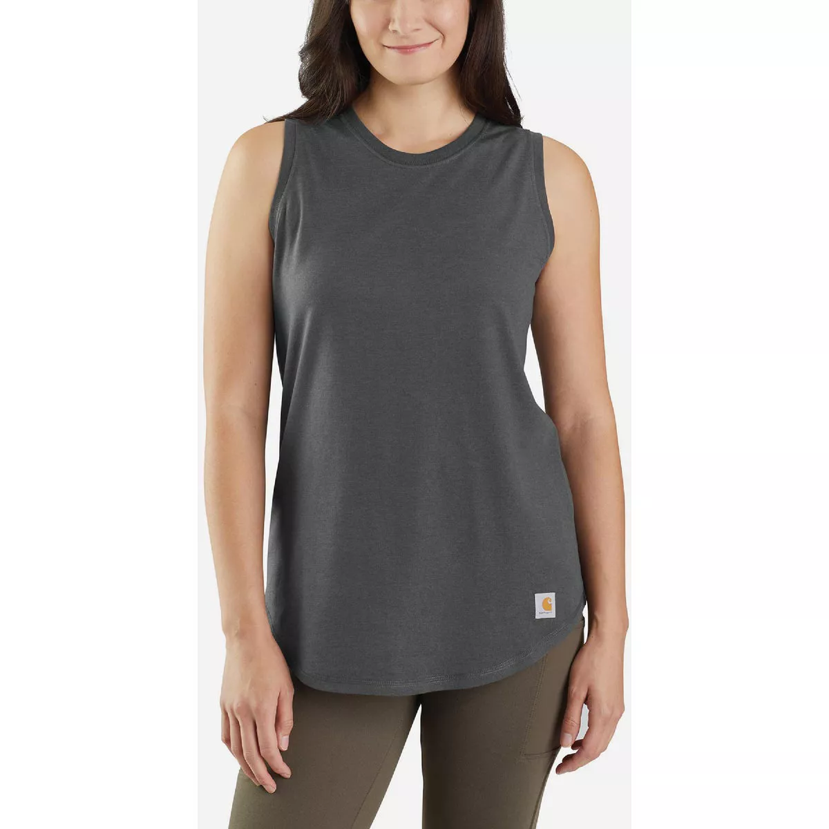 Carhartt Force Women's XL Regular Carbon Heather Sleeveless Midweight Tank, Relaxed Fit