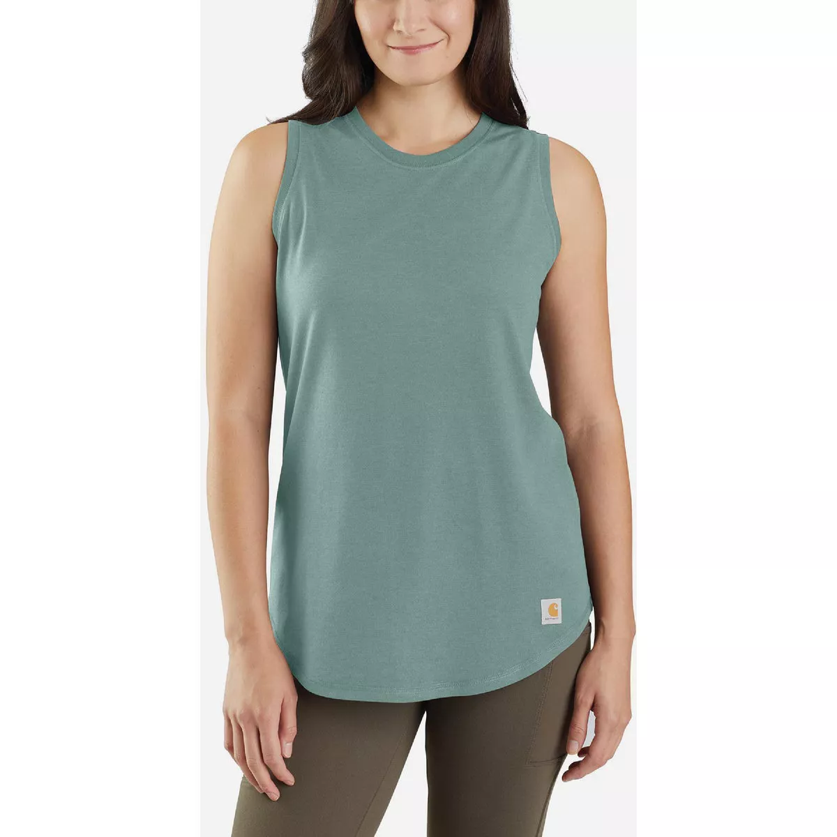 Carhartt Force Women's Large Regular Succulent Heather Sleeveless Midweight Tank, Relaxed Fit