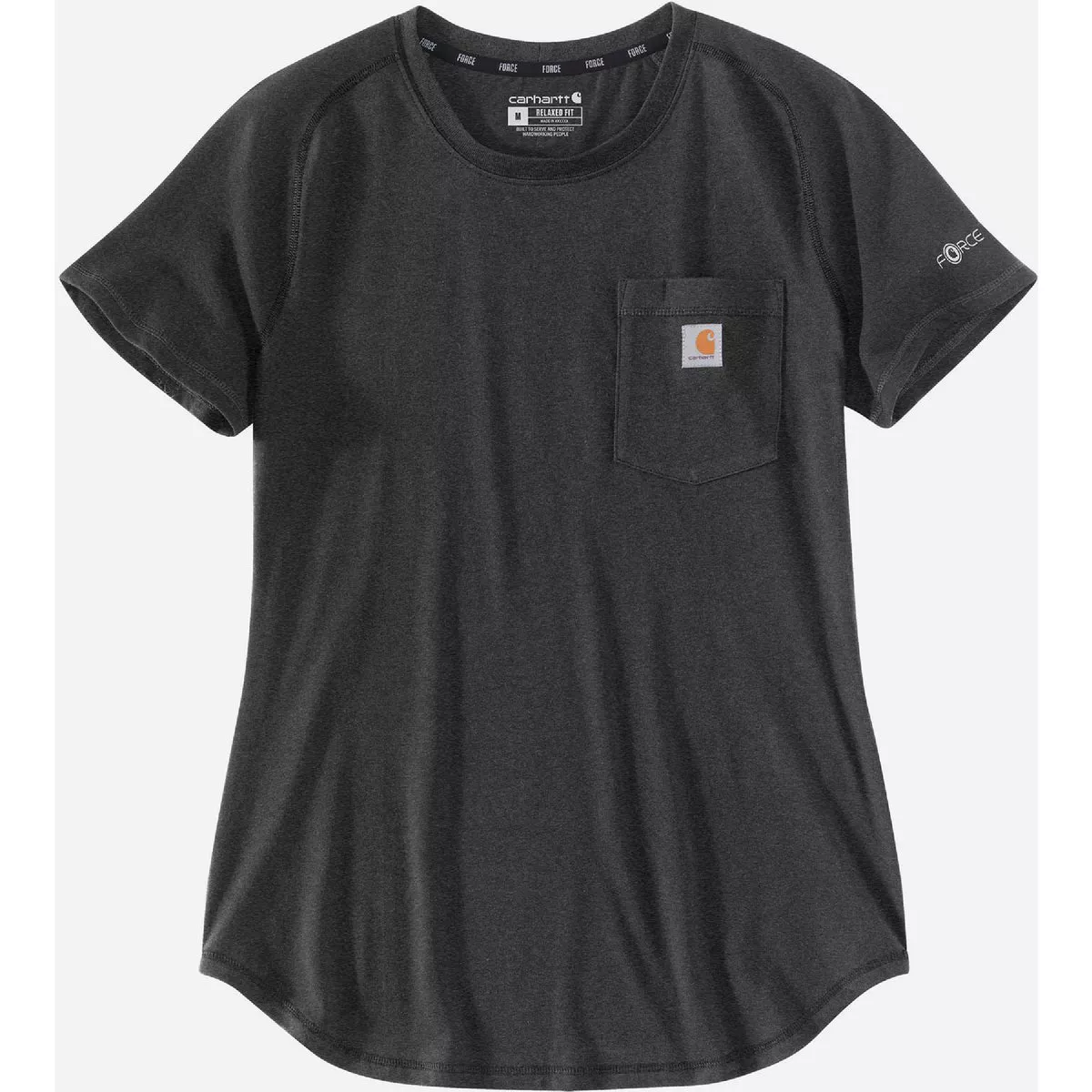 Carhartt Force Women's Large Regular Carbon Heather Midweight Short Sleeve Pocket T-Shirt, Relaxed Fit