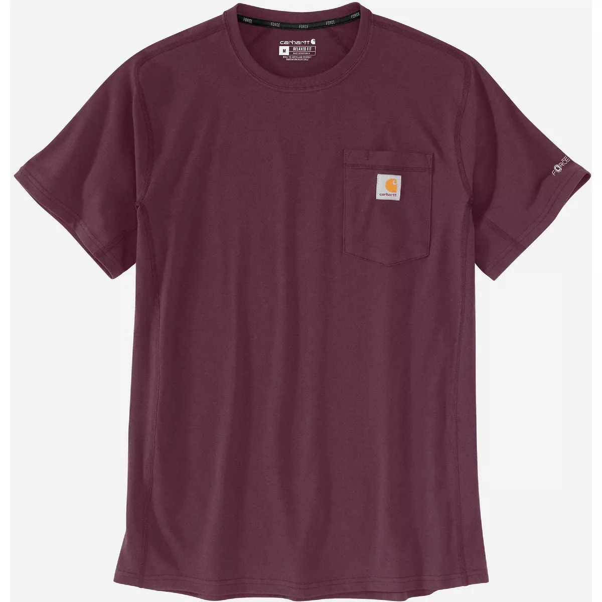 Carhartt Force Men's Medium Regular Blackberry Midweight Short Sleeve Pocket T-Shirt, Relaxed Fit
