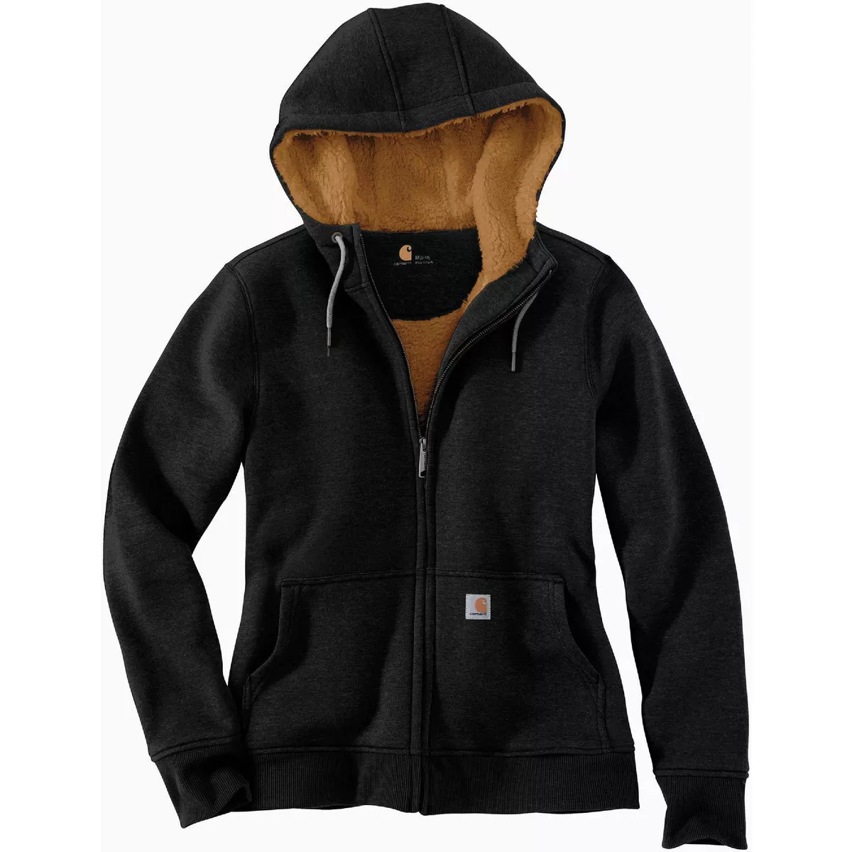 Carhartt Women's Small Regular Black Midweight Sherpa Lined Full Zip Sweatshirt, Relaxed Fit