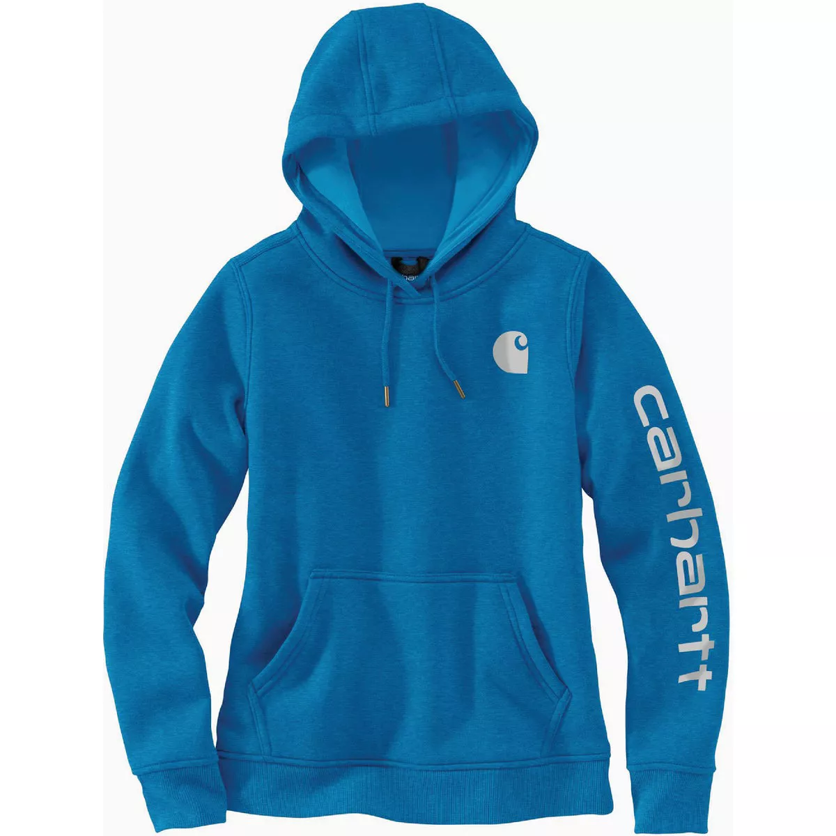 Carhartt Women's XXL Regular Marine Blue Midweight Logo Sleeve Graphic Pullover Hooded Sweatshirt, Relaxed Fit