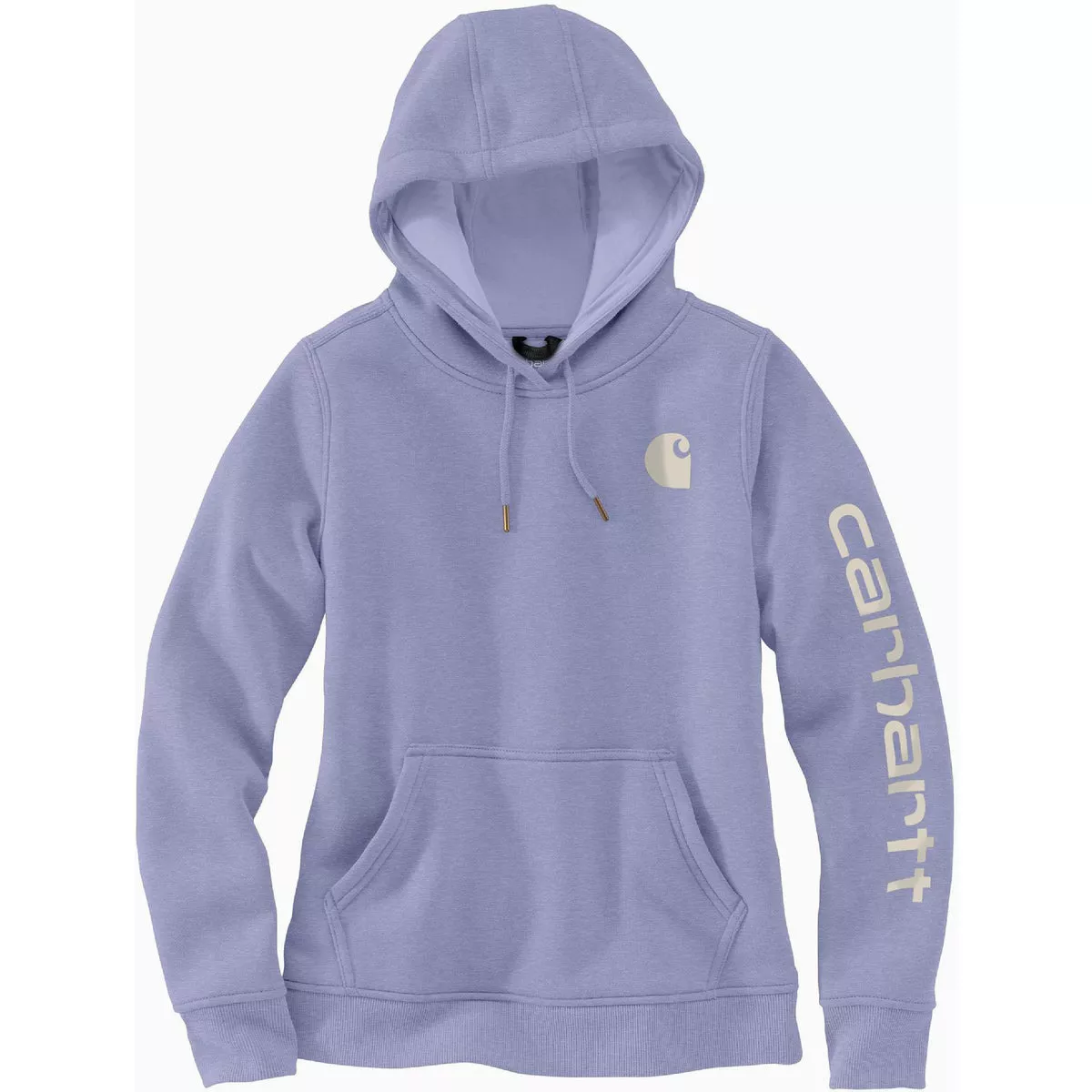 Carhartt Women's XXL Regular Soft Lavender Heather Midweight Logo Sleeve Graphic Pullover Hooded Sweatshirt, Relaxed Fit