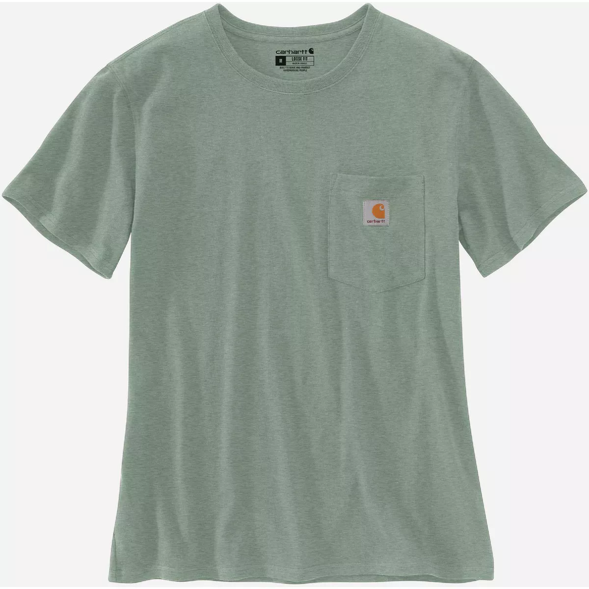Carhartt Women's 1X Regular Jade Heather Heavyweight Short Sleeve Pocket T-Shirt, Loose Fit