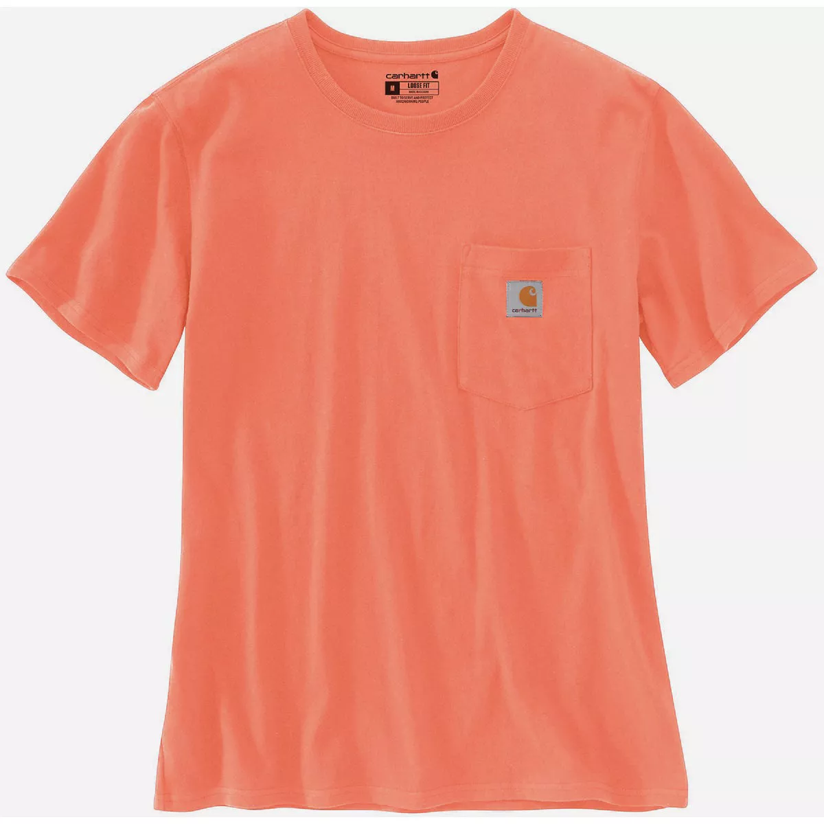 Carhartt Women's Large Regular Electric Coral Heavyweight Short Sleeve Pocket T-Shirt, Loose Fit