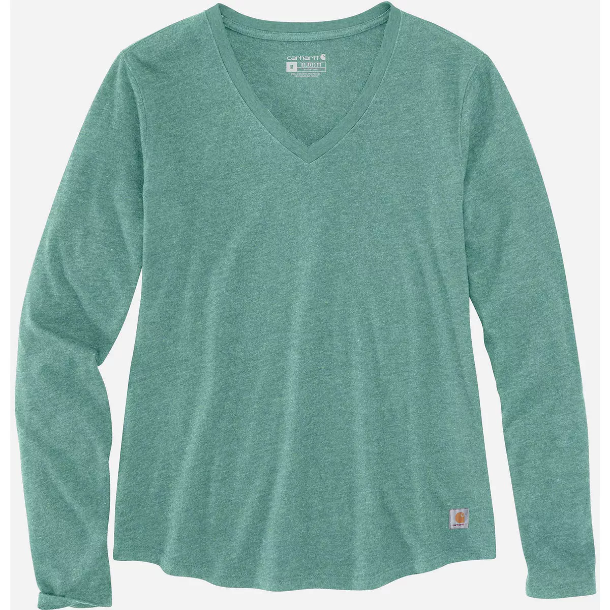 Carhartt Women's 3X Regular Slate Green Heather Nep Midweight V-Neck Shirt, Relaxed Fit
