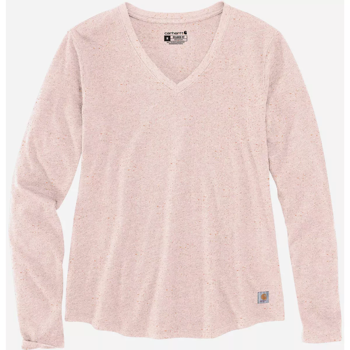 Carhartt Women's XS Regular Pink Salt Nep Midweight V-Neck Shirt, Relaxed Fit