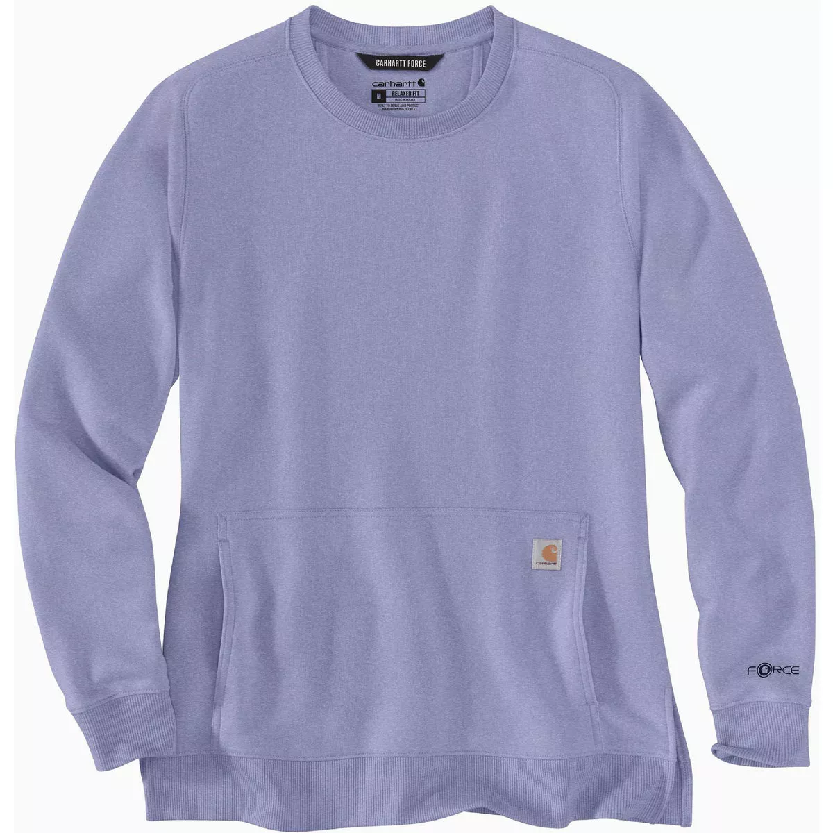 Carhart Force Women's XS Regular Soft Lavender Heather Lightweight Crewneck Sweatshirt, Relaxed Fit