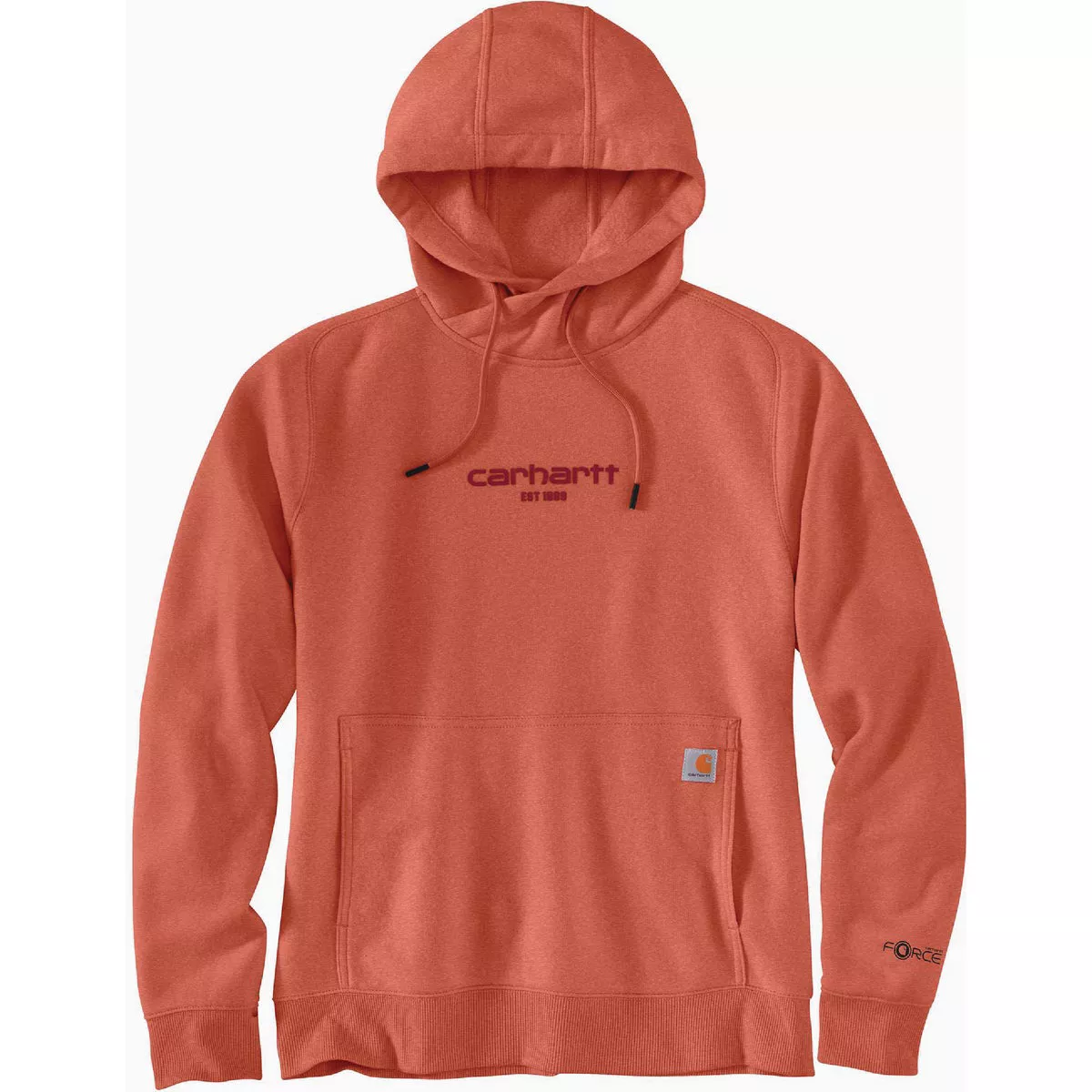 Carhartt Force Women's Large Regular Desert Orange Heather Lightweight Graphic Pullover Hooded Sweatshirt, Relaxed Fit