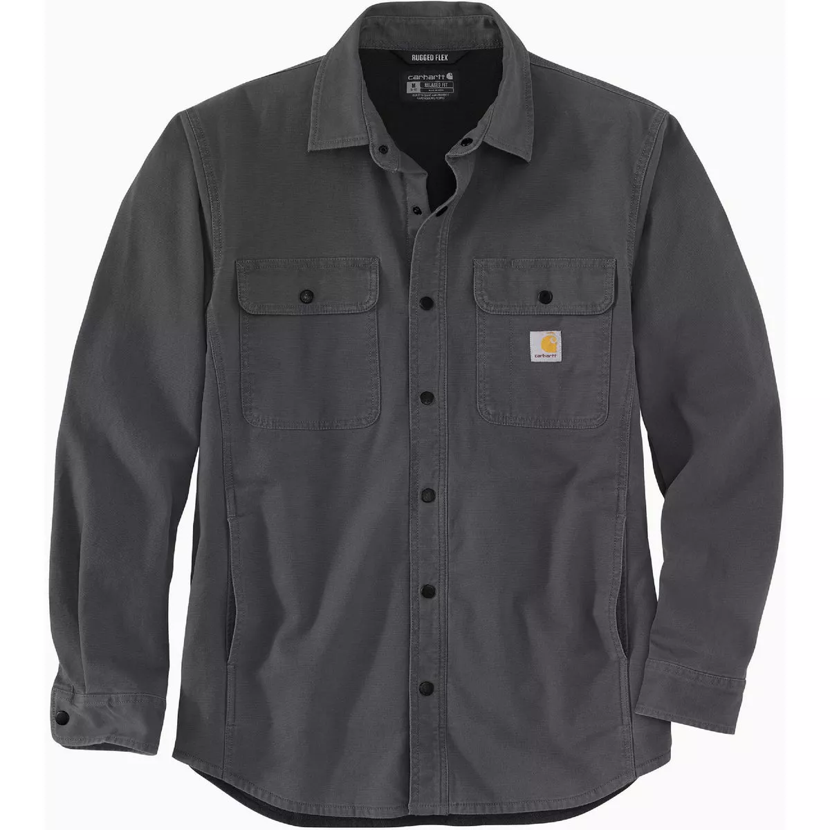 Carhartt Rugged Flex Men's Large Tall Shadow Canvas Fleece-Lined Shirt Jacket, Relaxed Fit