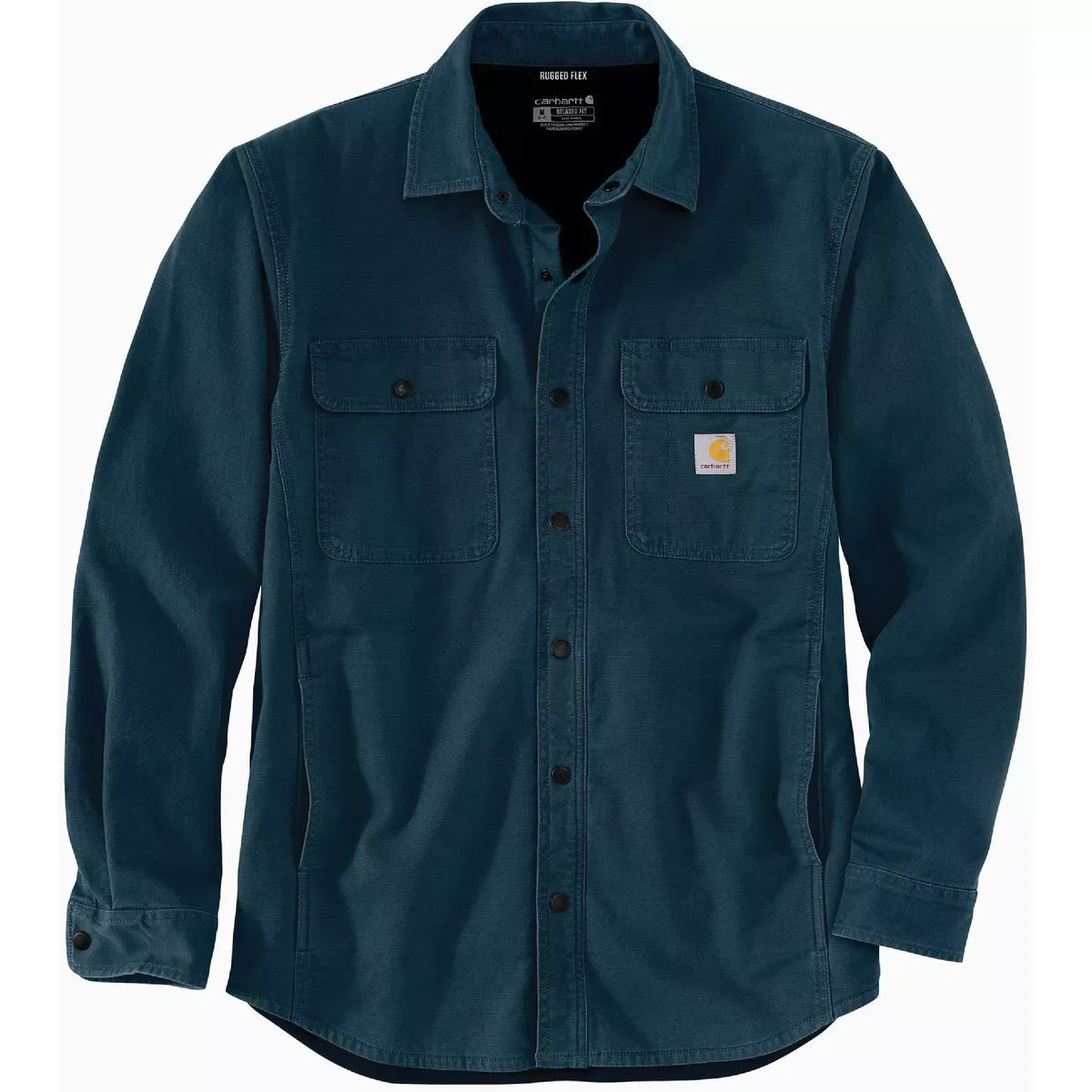 Carhartt Rugged Flex Men's 3XL Tall Night Blue Canvas Fleece-Lined Shirt Jacket, Relaxed Fit