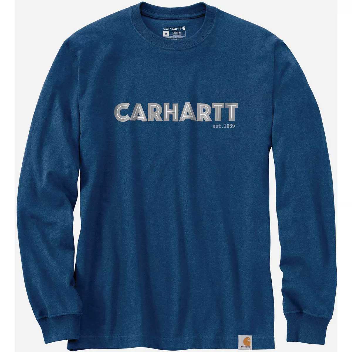 Carhartt Men's 2XL Regular Lakeshore Heather Long Sleeve Heavyweight Logo Graphic T-Shirt, Relaxed Fit