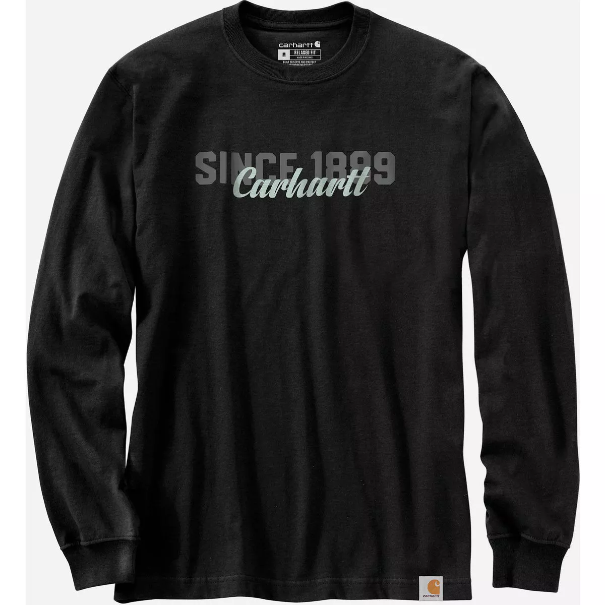 Carhartt Men's Medium Regular Black Long Sleeve Heavyweight Script Graphic T-Shirt, Relaxed Fit