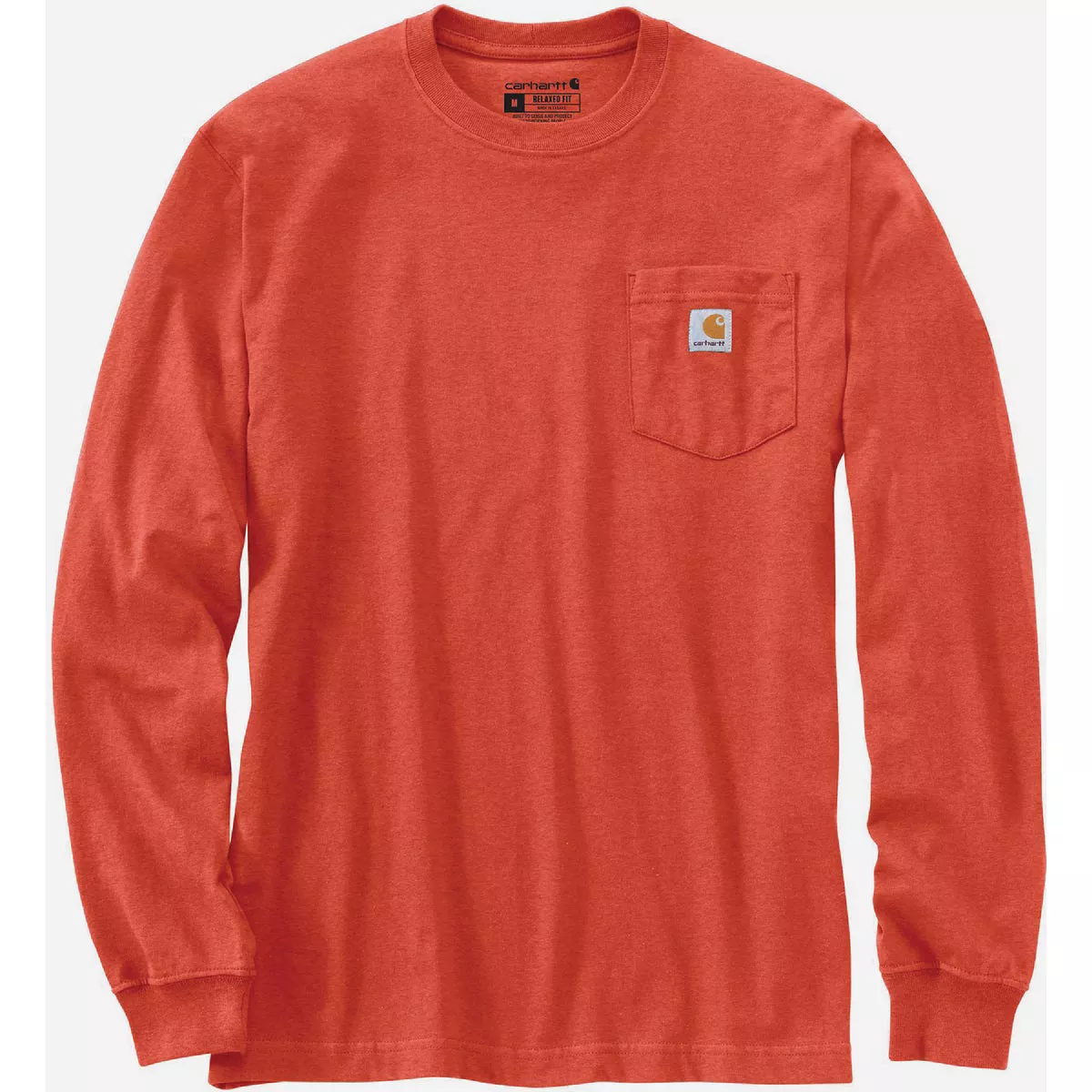 Carhartt Men's 3XL Regular Desert Orange Heather Long Sleeve Heavyweight Pocket Crafted Graphic T-Shirt, Relaxed Fit